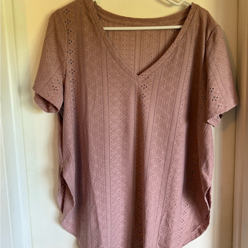 Elegant Mauve Eyelet Women's Top